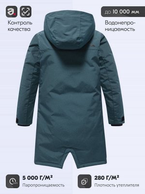 Парка зимняя подростковая для мальчика с капюшоном темно-зеленого цвета 9539TZ