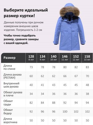 Парка зимняя подростковая для девочки с капюшоном и мехом василькового цвета 9534Vs