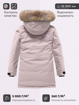 Парка зимняя подростковая для девочки с капюшоном и мехом розового цвета 9532R