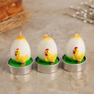 Набор пасхальных свечей "Яйцо. Цыплёнок", 4?6 см, 3шт
