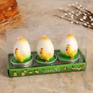 Набор пасхальных свечей &quot;Яйцо. Цыплёнок&quot;, 4*6 см, 3шт