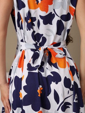 Мод.576 Сарафан (Белый/оранжевый/цветы)