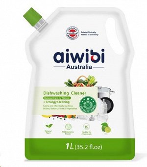 Aiwibi гель д/мытья посуды игрушек,бутылочек детс. 1л лайм дой-пак 1шт / 15шт / DC1000-01LM / DC1000