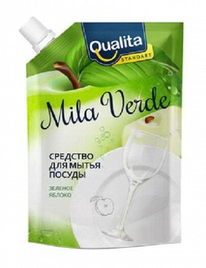 Qualita Mila Verde гель д/мытья посуды овощей,фрукт. 450мл зелен.яблоко дой-пак 1шт / 12шт / 12443 /