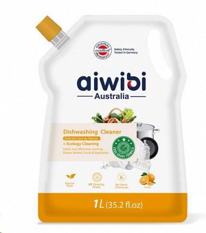 Aiwibi гель д/мытья посуды игрушек,бутылочек детс. 1л апельсин дой-пак 1шт / 15шт / DC1000-01OR / DC