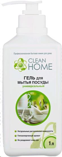 Clean Home гель д/мытья посуды универс. 1л свеж. дозатор 1шт / 10шт / 409 / 204687