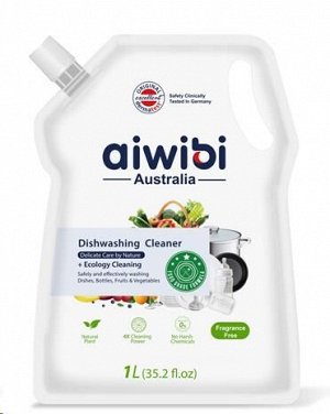 Aiwibi гель д/мытья посуды игрушек,бутылочек детс. 1л б/запаха дой-пак 1шт / 15шт / DC1000-01 / DC10