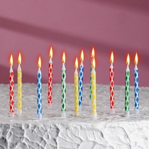 Свечи для торта с подставками, набор 12 шт., 6 см