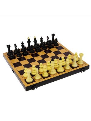 Настольные игры 2 в 1 «Семейная»: шахматы, шашки, доска пластик 30x30 см