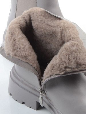 04-PAT185-2Z GRAY Ботинки зимние женские (натуральная кожа, 100% шерсть)