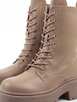 04-207-3424A-5608 DK. BEIGE Ботинки зимние женские (натуральная кожа, 100% шерсть)