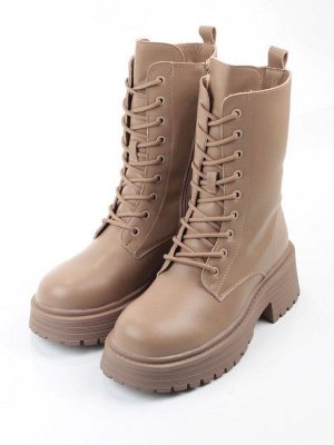 04-207-3424A-5608 DK. BEIGE Ботинки зимние женские (натуральная кожа, 100% шерсть)
