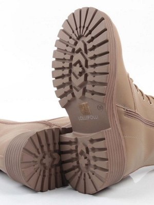 04-207-3424A-5608 DK. BEIGE Ботинки зимние женские (натуральная кожа, 100% шерсть)