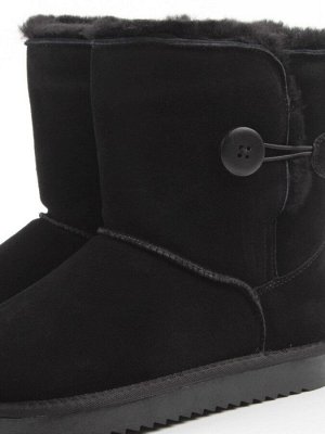 04-PAYH02-01Z BLACK  Угги женские (натуральная замша, 100% шерсть, натуральный мех)