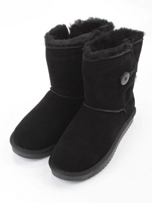 04-PAYH02-01Z BLACK  Угги женские (натуральная замша, 100% шерсть, натуральный мех)