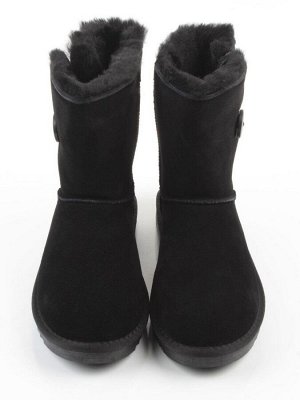 04-PAYH02-01Z BLACK  Угги женские (натуральная замша, 100% шерсть, натуральный мех)