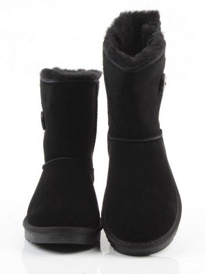04-PAYH02-01Z BLACK  Угги женские (натуральная замша, 100% шерсть, натуральный мех)