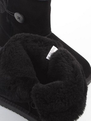 04-PAYH02-01Z BLACK  Угги женские (натуральная замша, 100% шерсть, натуральный мех)