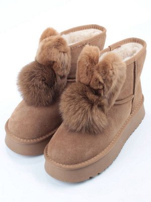 04-PAYH32-2Z LT. BROWN (CAMEL) Угги женские (натуральная замша, 100% шерсть, натуральный мех)