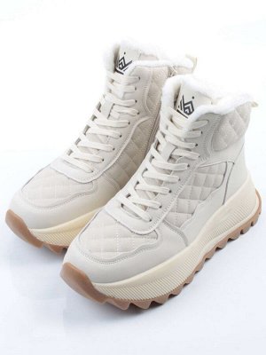 04-PAML06-2Z LT. BEIGE Ботинки зимние женские (натуральная кожа, 100% шерсть)