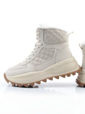 04-PAML06-2Z LT. BEIGE Ботинки зимние женские (натуральная кожа, 100% шерсть)