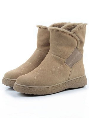 04-PAL272-5Z GREEN/SANDY Ботинки зимние женские (натуральная замша, 100% шерсть, натуральный мех)