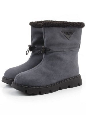 04-PAL273-3Z GRAY/BLUE Ботинки зимние женские (натуральная замша, 100% шерсть)