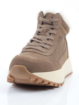 04-PAML08-2Z BROWN Ботинки зимние женские (натуральная замша, 100% шерсть, натуральный мех)
