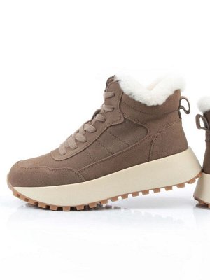 04-PAML08-2Z BROWN Ботинки зимние женские (натуральная замша, 100% шерсть, натуральный мех)