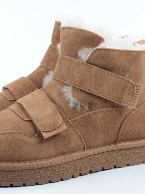 04-PAYH12-2Z BROWN Ботинки зимние женские (натуральная замша, 100% шерсть, натуральный мех)