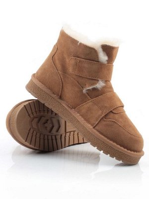 04-PAYH12-2Z BROWN Ботинки зимние женские (натуральная замша, 100% шерсть, натуральный мех)