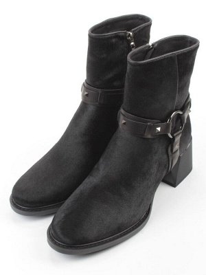 04-HJM3013 BLACK Ботинки зимние женские (натуральная кожа, натуральный мех)