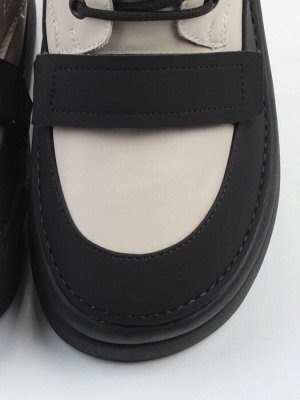 04-PAJ76-2Z LT. BEIGE /BLACK Ботинки зимние женские (натуральная кожа, натуральный мех, 100% шерсть)