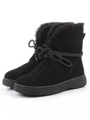 04-PAL271-1Z BLACK Ботинки зимние женские (натуральная замша, 100% шерсть, натуральный мех)