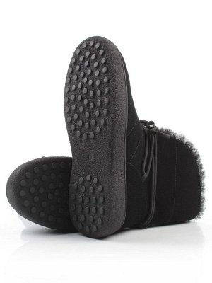 04-PAL271-1Z BLACK Ботинки зимние женские (натуральная замша, 100% шерсть, натуральный мех)