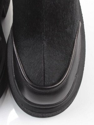 04-HSM704 BLACK Ботинки зимние женские (натуральная кожа, натуральный мех)