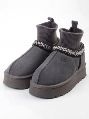 04-X-337 GRAY Угги женские (натуральная замша, 100% шерсть)