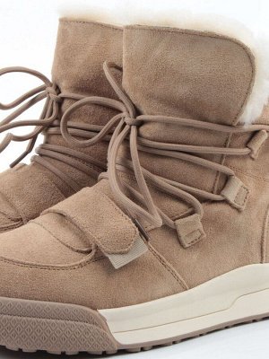 04-PAYH06-3Z BEIGE Ботинки зимние женские (натуральная замша, 100% шерсть, натуральный мех)