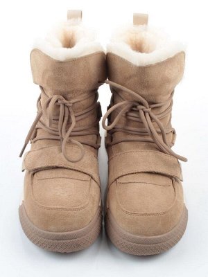 04-PAYH06-3Z BEIGE Ботинки зимние женские (натуральная замша, 100% шерсть, натуральный мех)