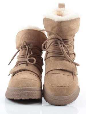 04-PAYH06-3Z BEIGE Ботинки зимние женские (натуральная замша, 100% шерсть, натуральный мех)