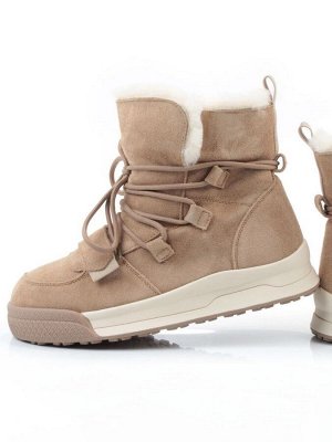04-PAYH06-3Z BEIGE Ботинки зимние женские (натуральная замша, 100% шерсть, натуральный мех)