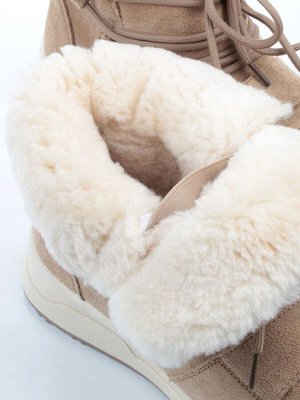 04-PAYH06-3Z BEIGE Ботинки зимние женские (натуральная замша, 100% шерсть, натуральный мех)