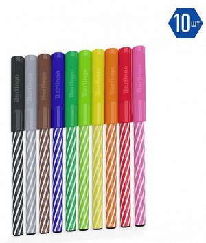 Фломастеры Berlingo ""SuperTwist"", 10цв., смываемые, рисунок на корпусе, блистер