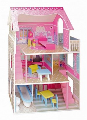 Деревянные игрушки: Кукольный дом 3 этажа Х1055 (1/1) (разм.60*29,5*70,3см)