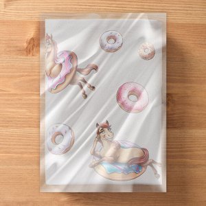 Серые вафельные полотенца «Лошадь в пончиках» 40×60 см, твил, 100% хлопок