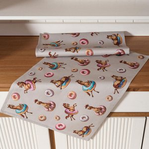 Серые вафельные полотенца «Лошадь в пончиках» 40×60 см, твил, 100% хлопок