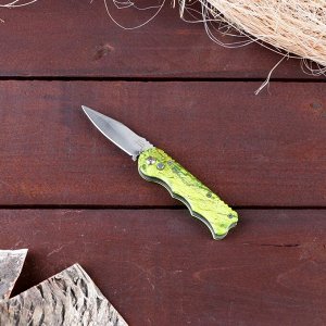 Нож перочинный полуавтомат зеленый, лезвие 6,5 см, с фиксатором