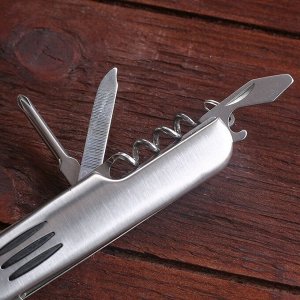 Нож швейцарский "Осирис" 8в1, на рукояти 3 полоски, хром