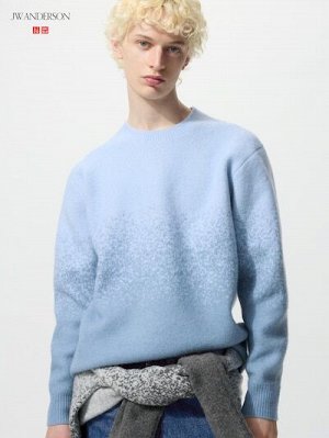 UNIQLO x JW ANDERSON — свитер с круглым вырезом из пряжи Souffle Yarn - 60 LIGHTBLUE