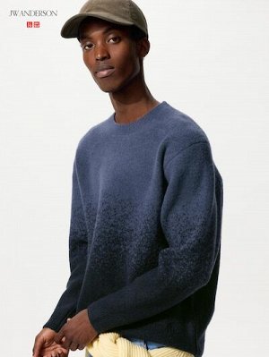 UNIQLO x JW ANDERSON — свитер с круглым вырезом из пряжи Souffle Yarn - 68 BLUE